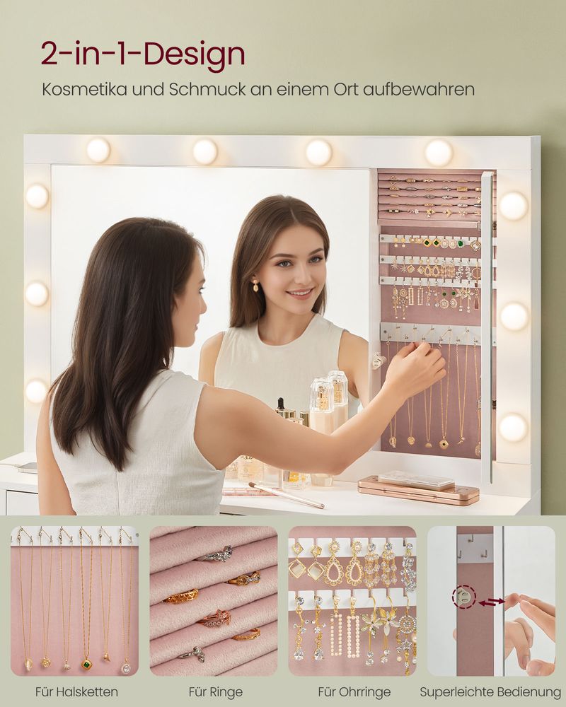 hollywood schminkspiegel mit integriertem schmuckschrank