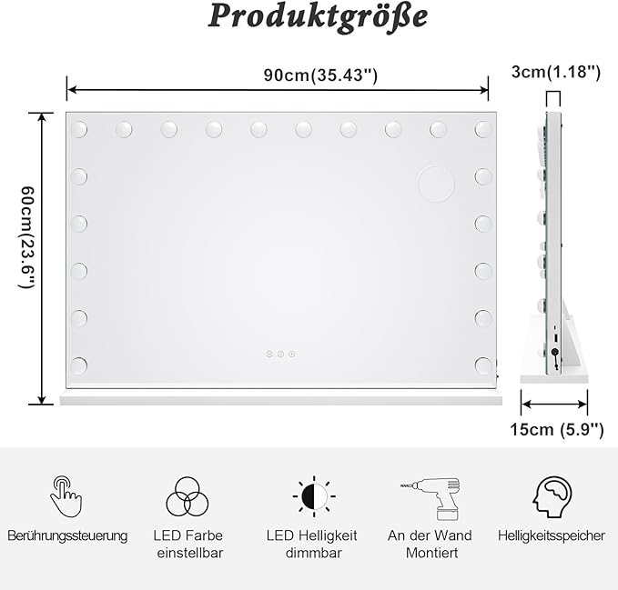 Hollywoodspiegel mit Glühbirnen LED