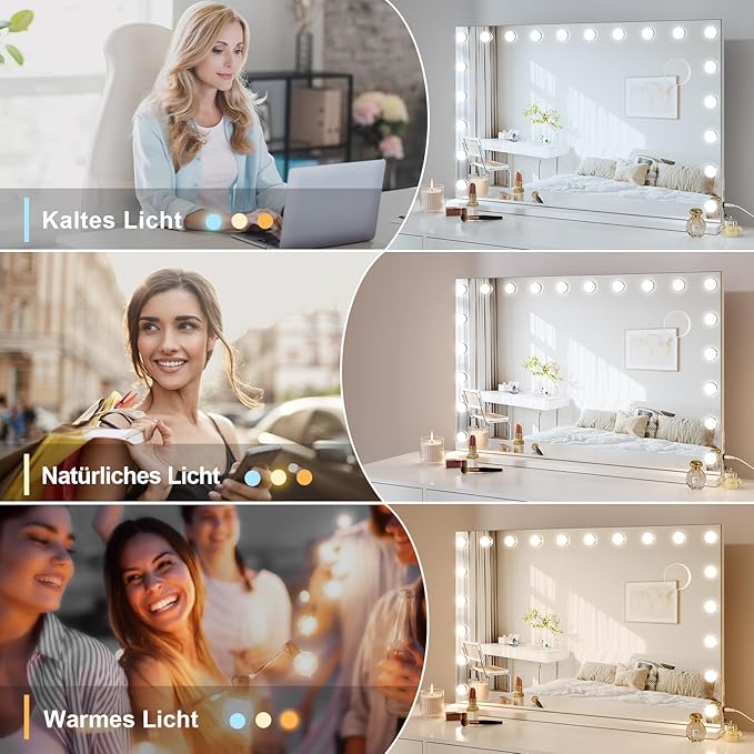 Hollywoodspiegel mit Glühbirnen LED