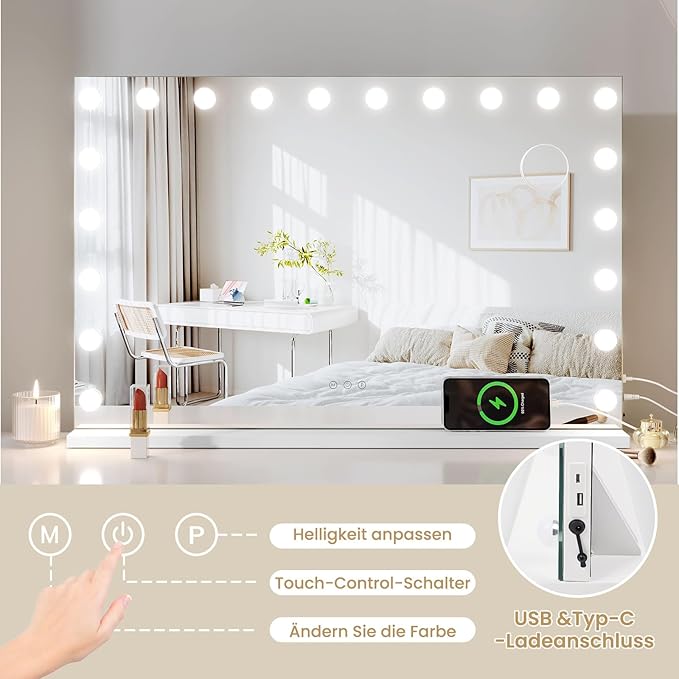 Hollywoodspiegel mit Glühbirnen LED