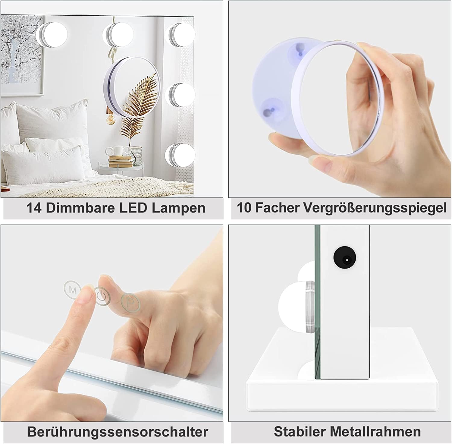 Hollywoodspiegel mit Glühbirnen LED