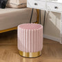 kleiner runder hocker in rosa und gold für schlafzimmer oder wohnzimmer