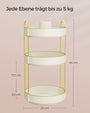 makeup organizer hält bis zu 15kg gewicht aus, 5kg je ebene in weiss und gold design