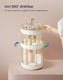 360° drehbarer makeup und kosmetik organizer mit 3 ebenen in weiss und gold