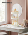 drehbarer makeup organizer mit 3 ebenen in weiss gold