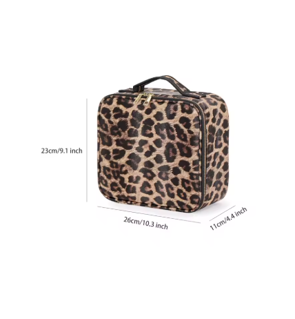 Kosmetiktasche Make up Organizer mit LED Spiegel Leo Muster