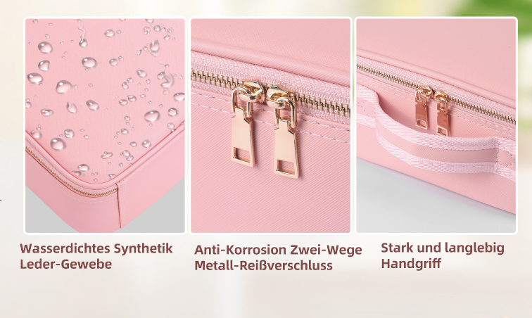 Kosmetiktasche Make up Organizer mit LED Spiegel rosa