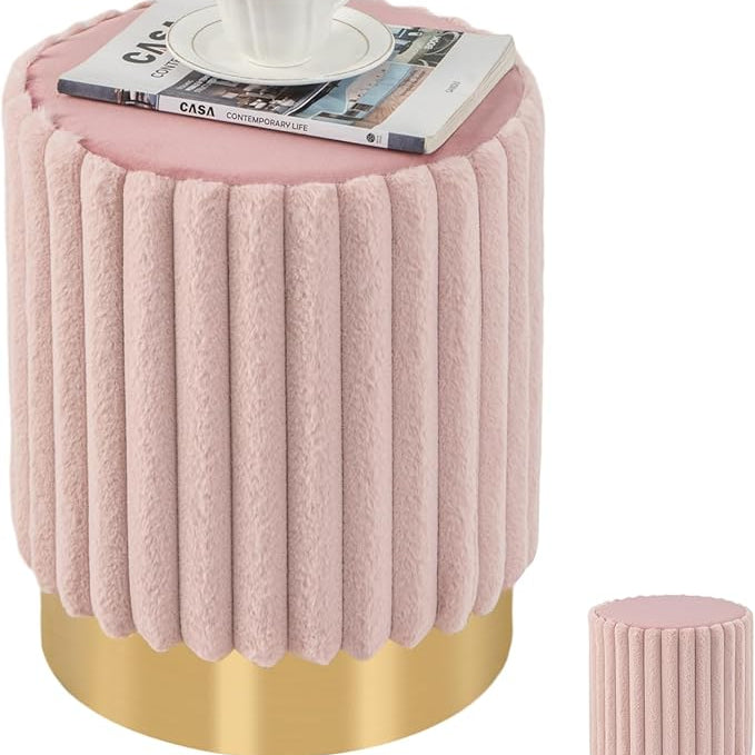 runder sitzhocker in rosa und gold