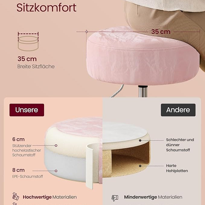 Schminktisch Sitzhocker rosa silber