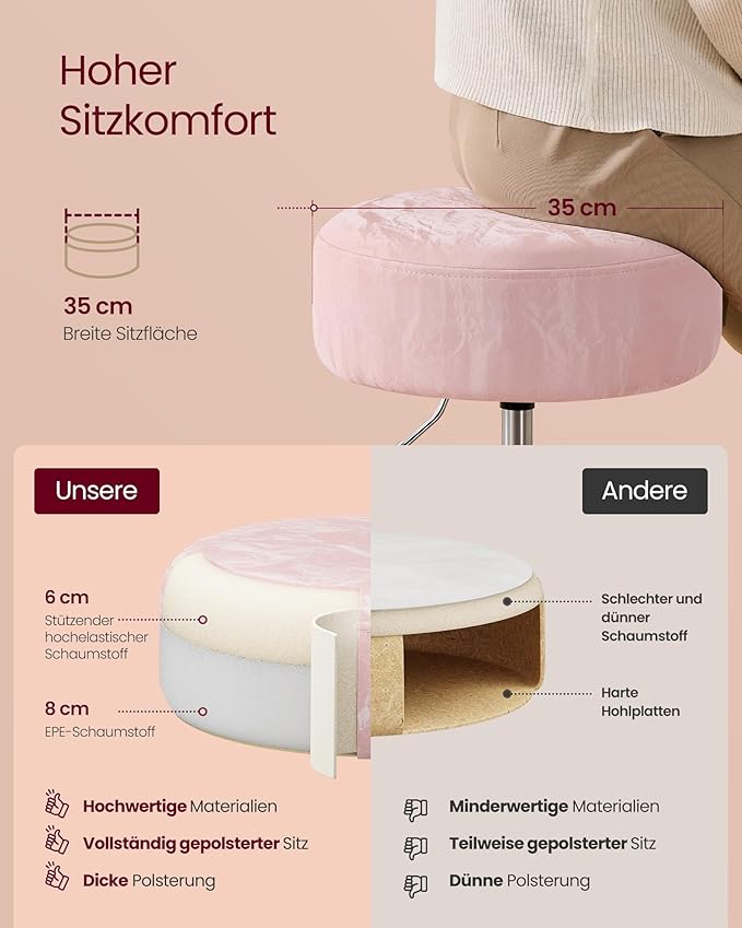 Schminktisch Sitzhocker rosa silber
