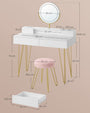 Kleiner Schminktisch mit Spiegel und Hocker in weiss rosa gold Set