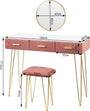 Rosa schminktisch set mit spiegel und stuhl 100cm