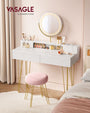 Kleiner Schminktisch mit Spiegel und Hocker Set in rosa weiss gold