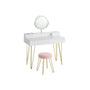 Schminktisch Set mit Spiegel und Hocker in weiss rosa gold