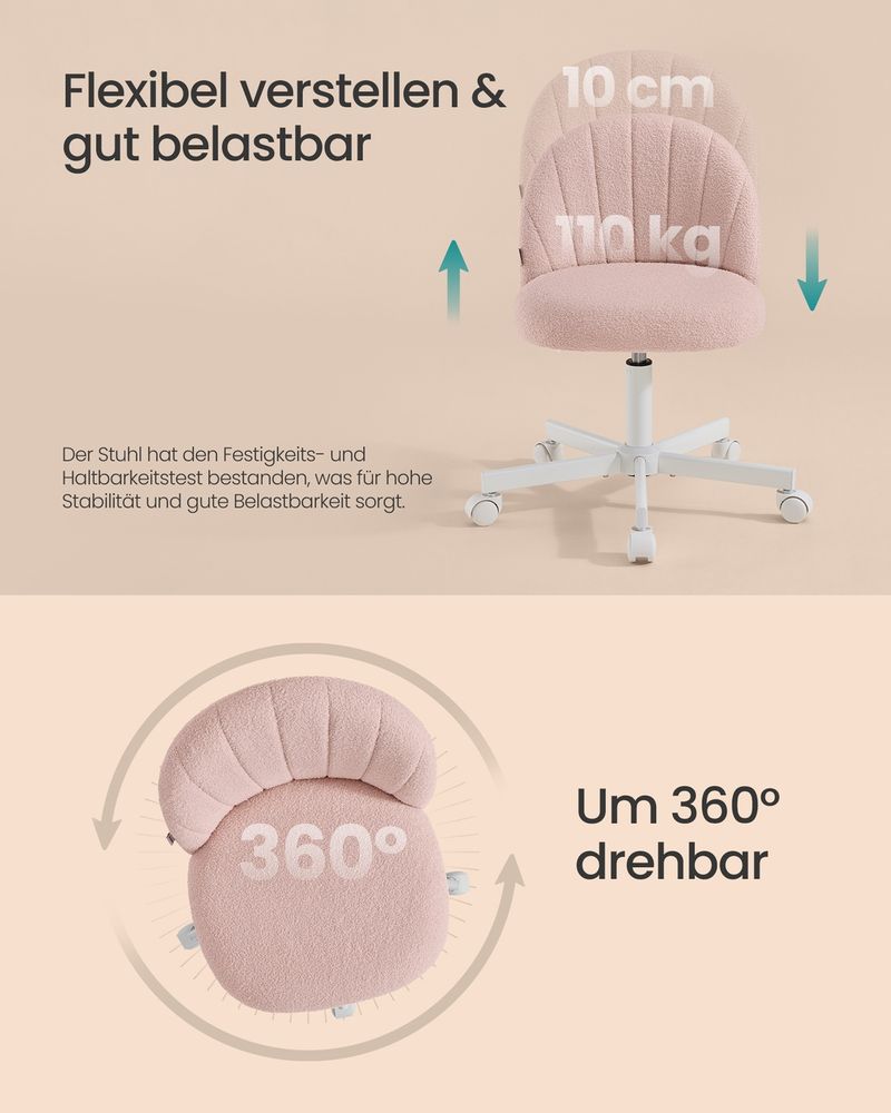 Schminktisch Stuhl pastelrosa fleece