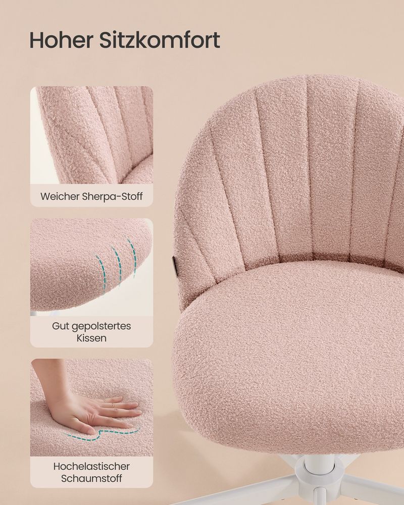 Schminktisch Stuhl pastelrosa fleece