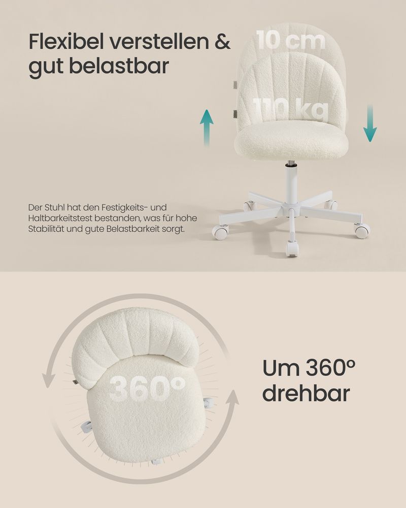 Schminktisch Stuhl fleece weiss