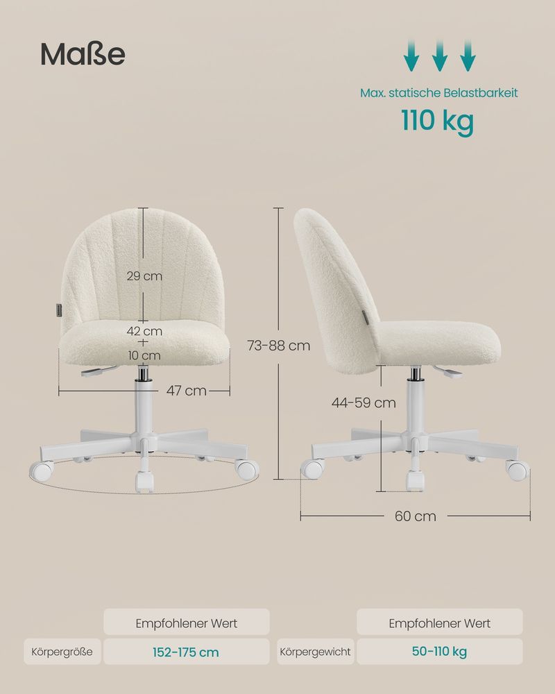 Schminktisch Stuhl fleece weiss
