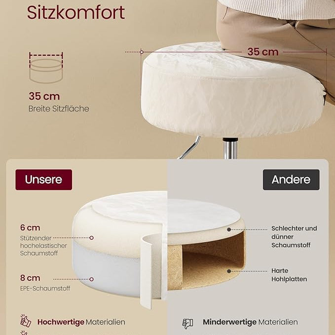 Schminktisch Sitzhocker cremeweiß silber