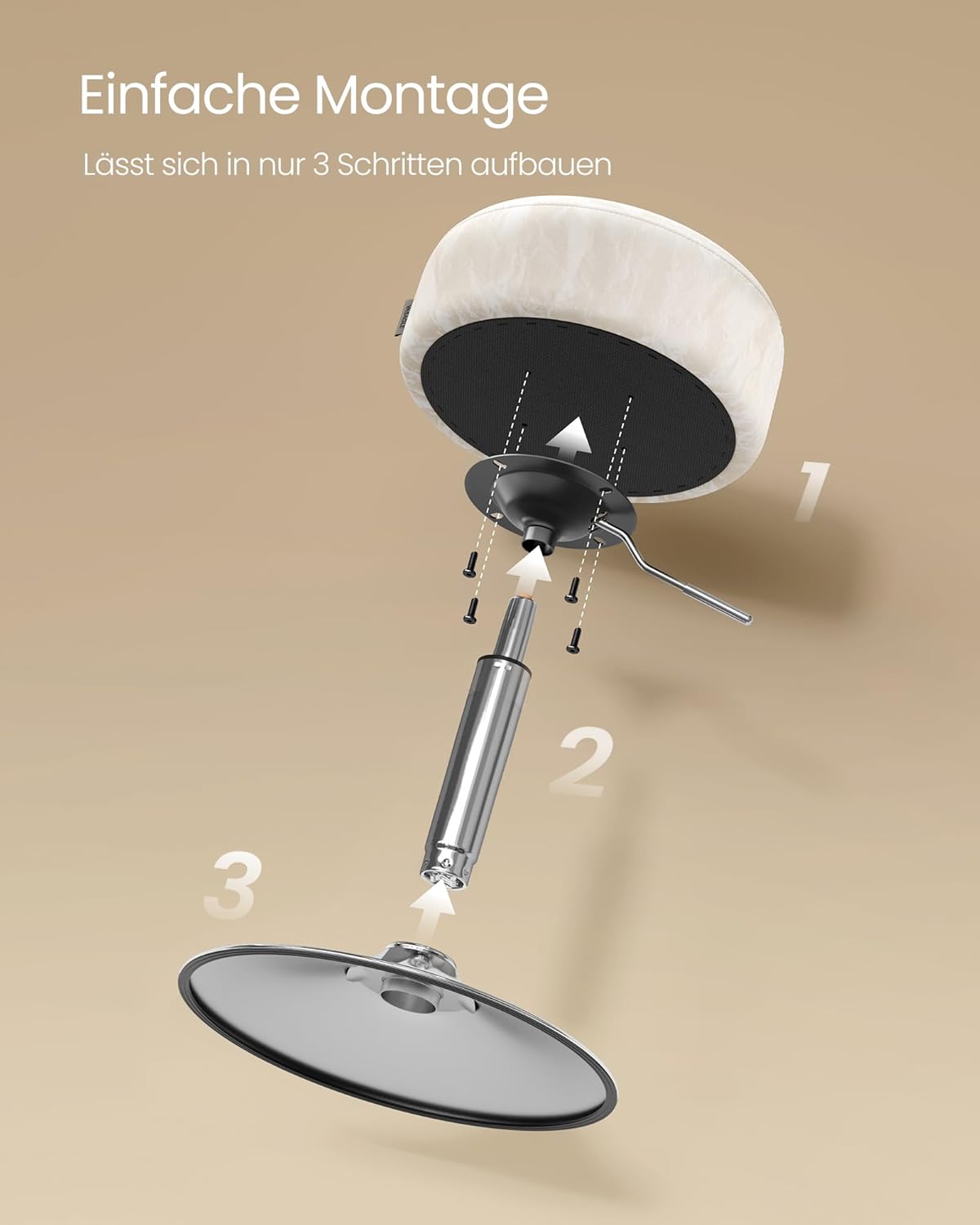 Schminktisch Sitzhocker cremeweiß silber