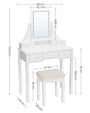 vintage kleiner schminktisch als set mit sitzbankd und led spiegel